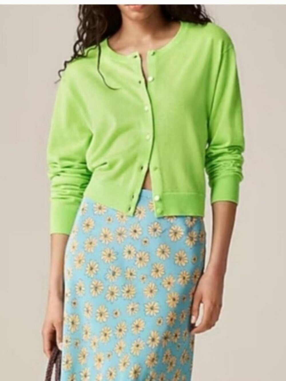 J. Crew Featherweight Cashmere Cardigan Gentle Clover Small